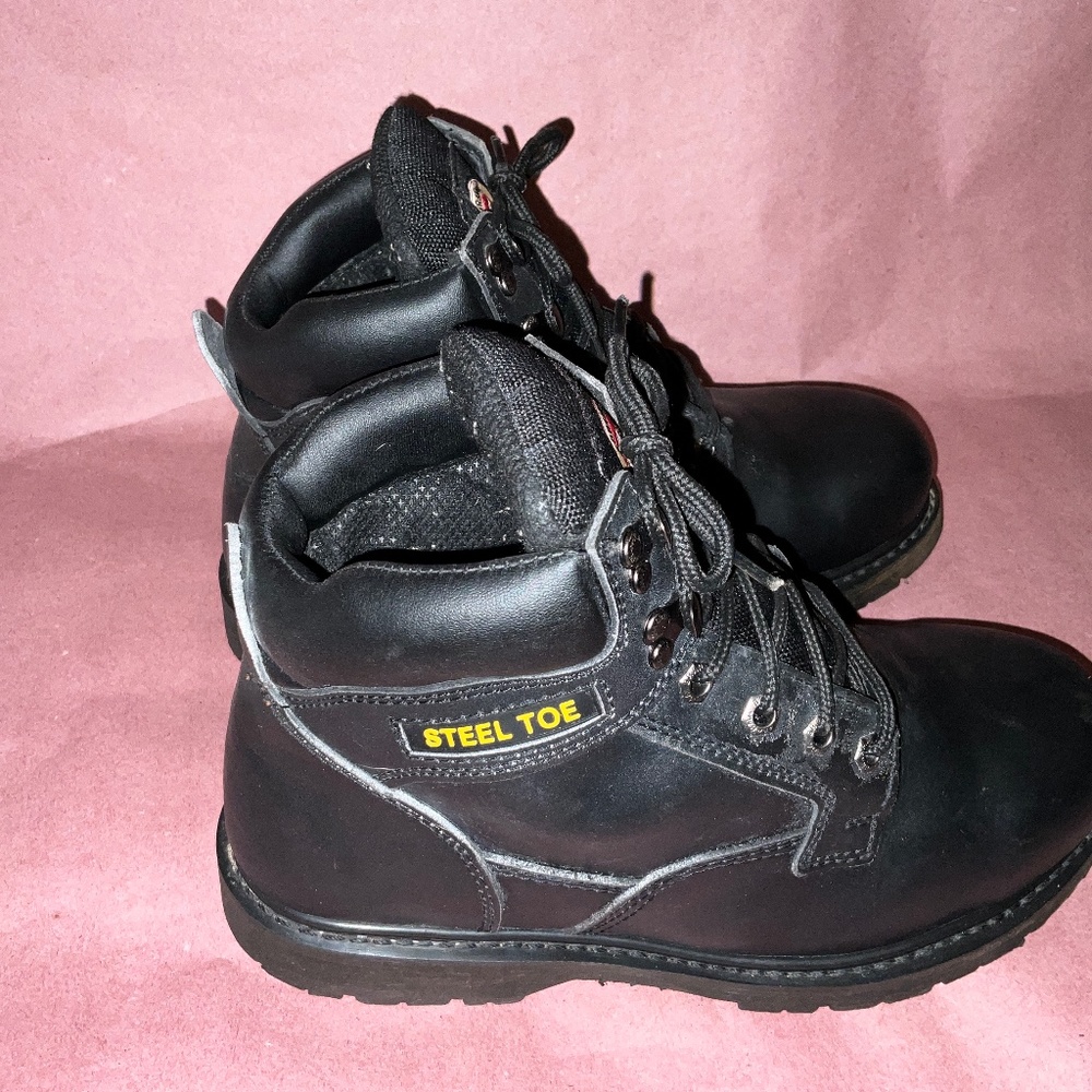 Men’s Brahma Steel Toe Work Boots Size 10.5W Black Leather